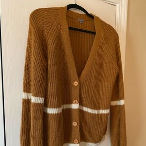 Charlotte Russe XL Cardigan White Striped Half Button Up